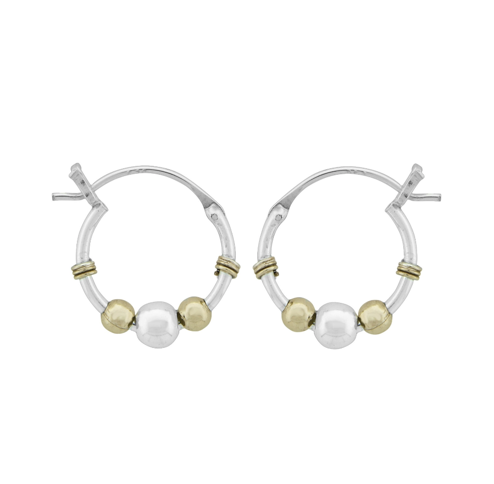 Gold Filled Sterling Silver .58" Bali Hoop Earrings available at Be Charmed