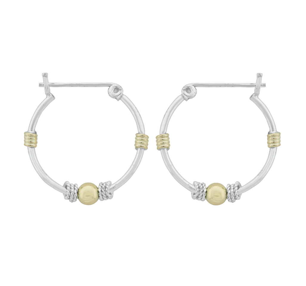 Gold Filled Sterling Silver .75" Bali Hoop Earrings available at Be Charmed