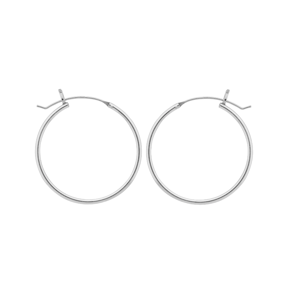 Wheeler sterling silver .94-inch hoop earrings featuring a polished design available at Be Charmed