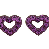Wheeler Sterling Silver Purple Crystal Heart Studs available at Be Charmed