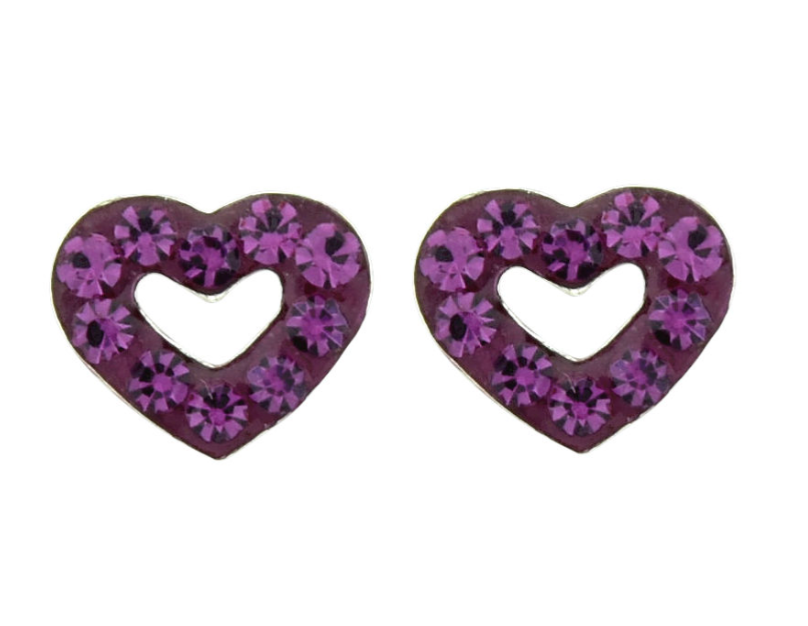 Wheeler Sterling Silver Purple Crystal Heart Studs available at Be Charmed