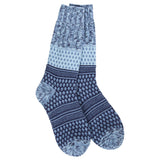World's Softest Socks - Gallery Textured Crew in peacoat multi. Available at Be Charmed
