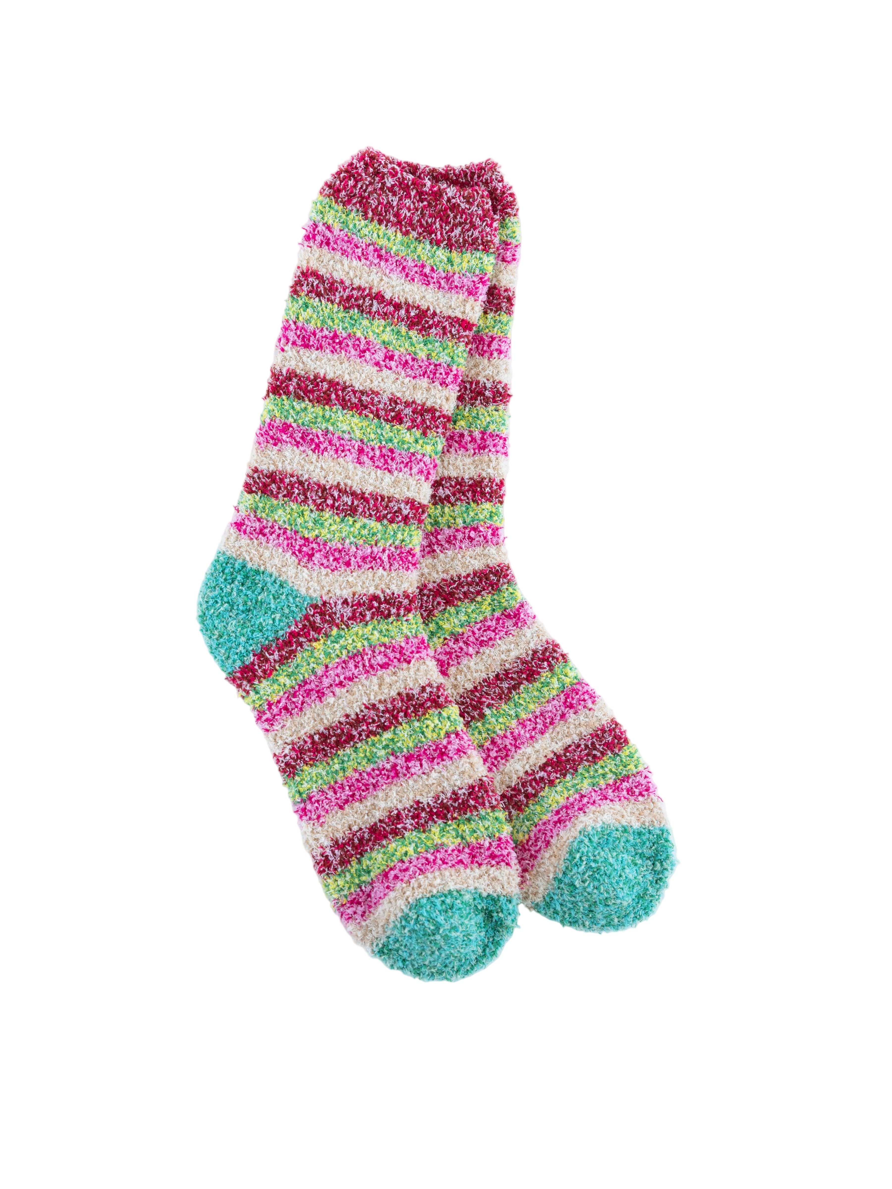 World's Softest Colorful striped socks on a white background. Available at Be Charmed