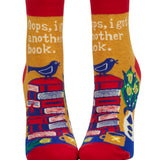 Blue Q, I Got Another Book ankle socks, featuring a humorous graphic design with books and bold typography, available at Be Charmed.