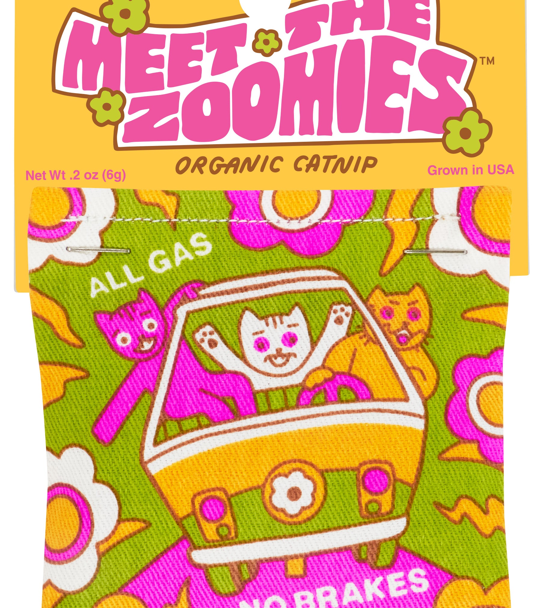 Blue Q Catnip Toy Meet the Zoomies featuring a colorful feline-themed graphic design available at Be Charmed