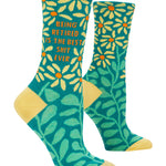 Blue Q crew socks, Retired is Best Shit, featuring a humorous graphic design and bold typography, available at Be Charmed