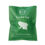 Green packaging of Frog Bar Soap with a white frog illustration and BBK branding. Available at Be Charmed