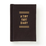 Brass Monkey Tiny Diary, extra-small hardcover journal with a foil-stamped Fart Diary felt cover, available at Be Charmed