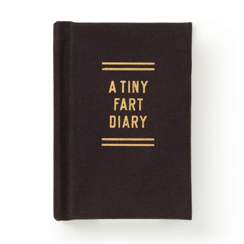 Brass Monkey Tiny Diary, extra-small hardcover journal with a foil-stamped Fart Diary felt cover, available at Be Charmed