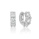 Crislu - Earrings - 3 Stone Prong Round Huggies