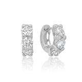 Crislu - Earrings - 3 Stone Prong Round Huggies