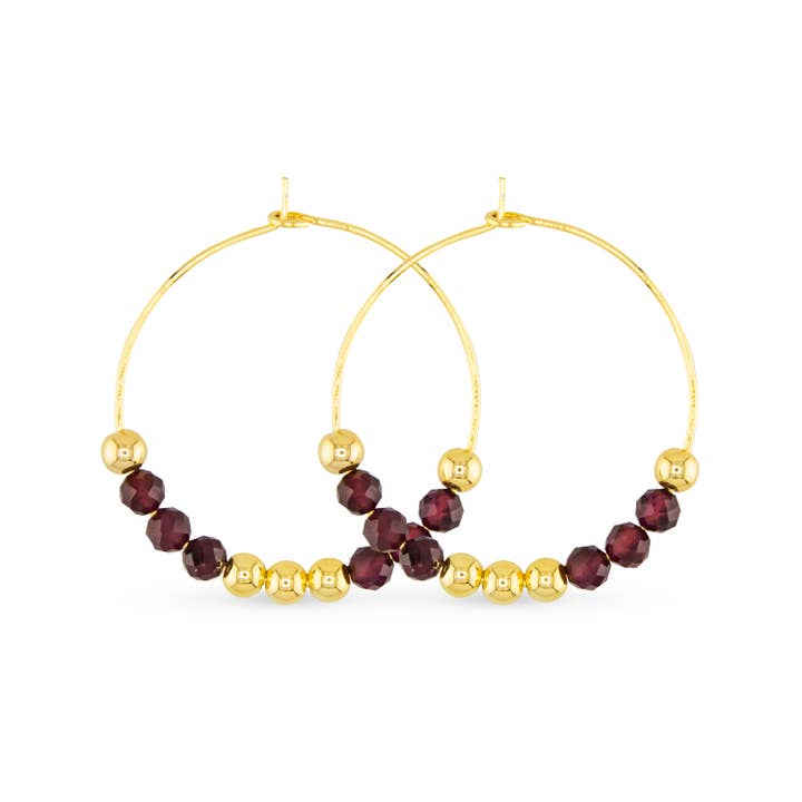 Amanda Blu Garnet Beaded Hoop Earrings