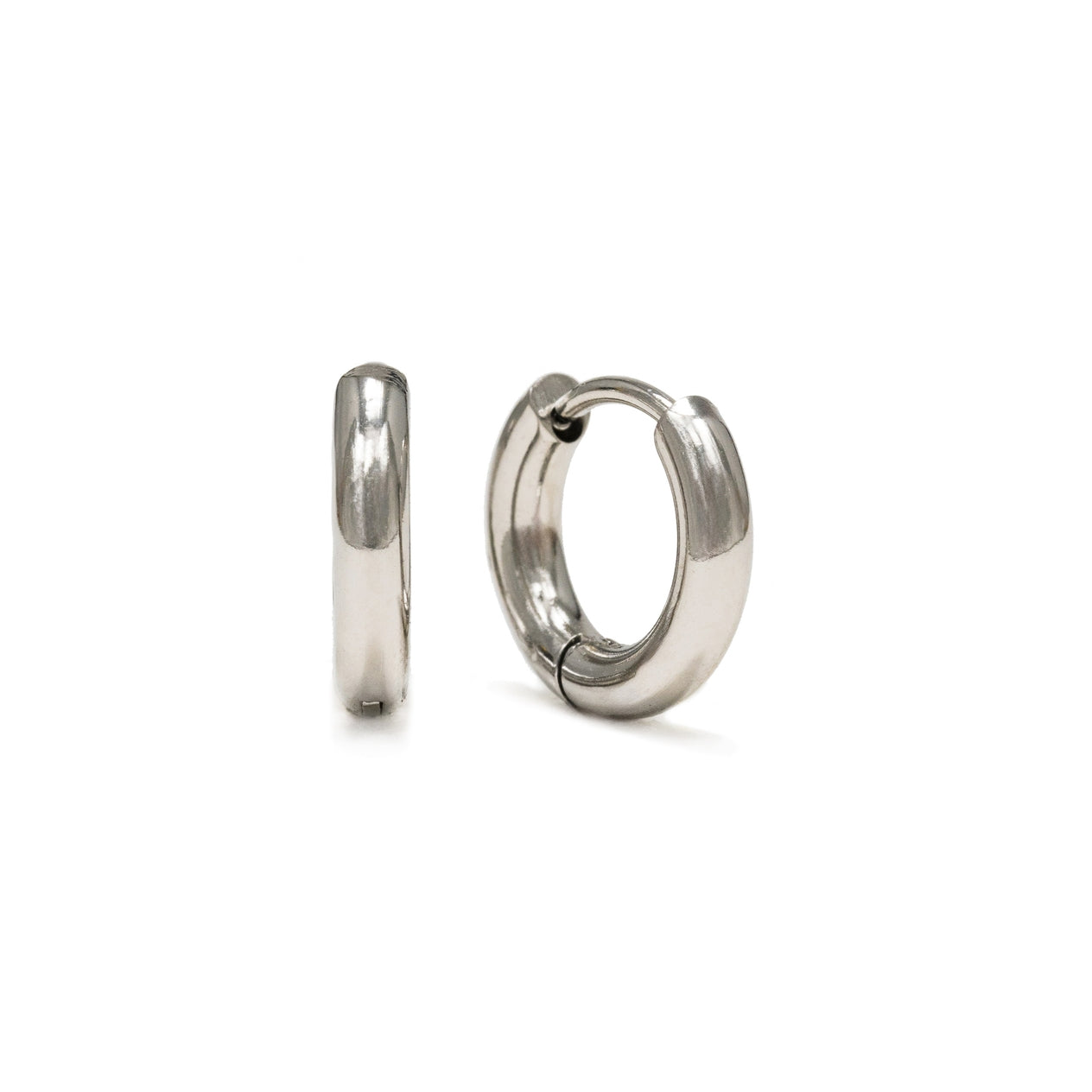 Lover's Tempo Silver Tube 10mm Huggie Earrings