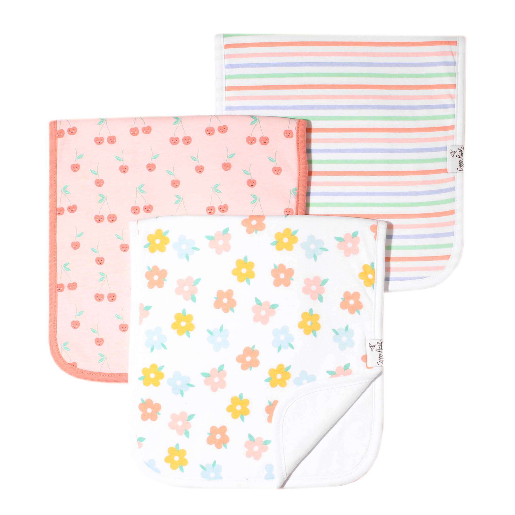 Copper Pearl Burp Cloth Set Cheery