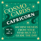 Cosmo Cards Capricorn product packaging with green background and gold text. Available at Be Charmed