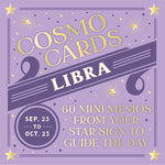 Cosmo Cards Libra book cover with purple background and gold text. Available at Be Charmed