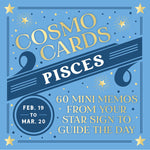 Cosmo Cards Pisces book cover with blue and gold design on a blue background. Available at Be Charmed