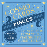 Cosmo Cards Pisces book cover with blue and gold design on a blue background. Available at Be Charmed