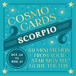 Cosmo Cards Scorpio book cover with star design on a blue background. Available at Be Charmed