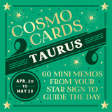 Cosmo Cards Taurus product packaging with green background and star design. Available at Be Charmed