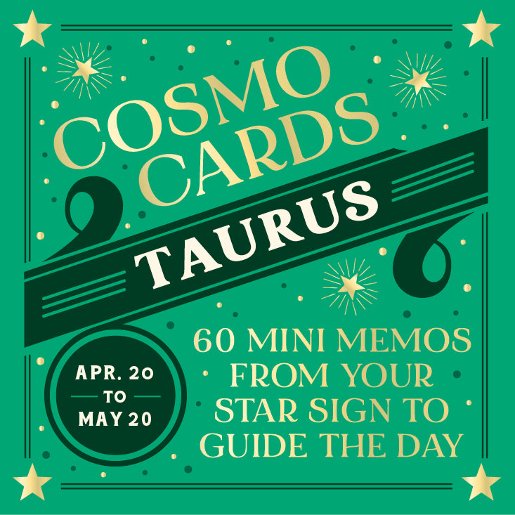 Cosmo Cards Taurus product packaging with green background and star design. Available at Be Charmed