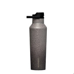 Corkcicle 20oz Sport Canteen in Steel Shadow – triple-insulated stainless steel bottle in sleek gray with a soft-touch finish, leakproof sport lid, and carry handle. Keeps drinks cold for 25 hours, available at Be Charmed.