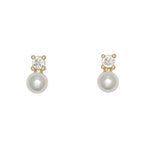 Cuties CZ & Pearls earrings featuring a sparkling cubic zirconia stone paired with a lustrous pearl drop, available at Be Charmed.