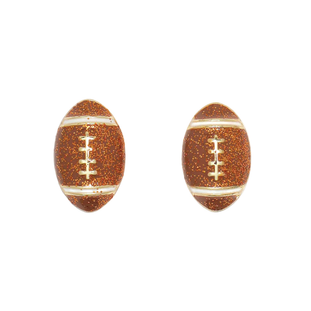 Cuties Glam Football earrings featuring a detailed football shape encrusted with sparkling crystals, available at Be Charmed
