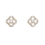 Cuties Open Crystal Clovers in Gold earrings featuring delicate open clover outlines encrusted with sparkling crystals in a polished gold finish, available at Be Charmed.