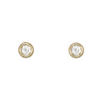Cuties sparkling CZ gold earrings featuring brilliant cubic zirconia stones in a polished gold setting, available at Be Charmed