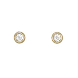 Cuties sparkling CZ gold earrings featuring brilliant cubic zirconia stones in a polished gold setting, available at Be Charmed