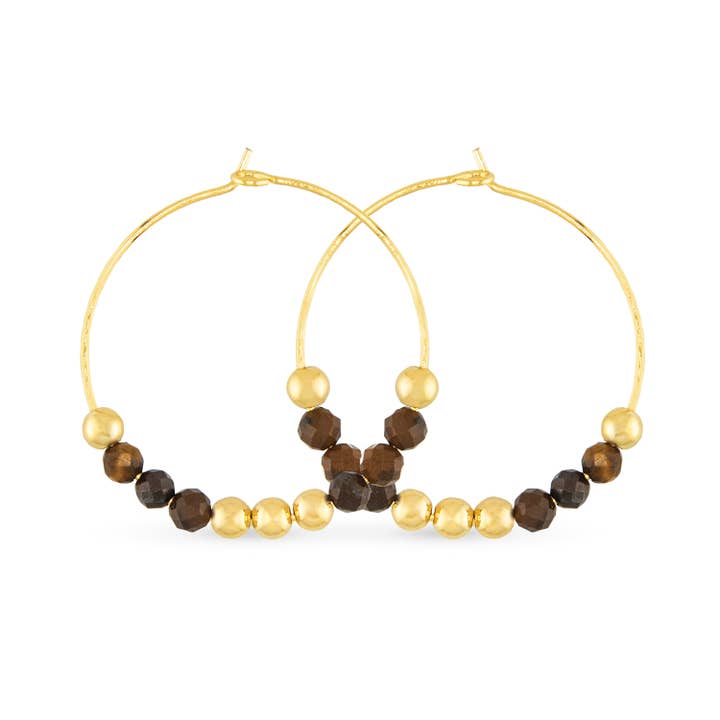 Amanda Blu Tiger Eye Beaded Hoop Earrings