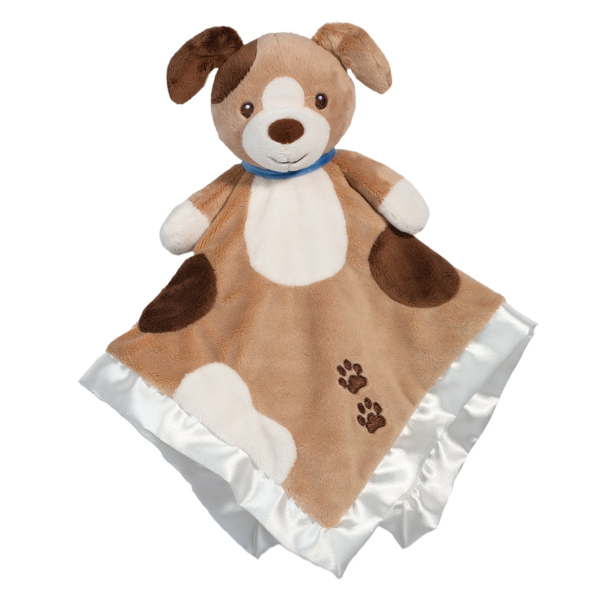 Plush dog snuggler with a white border on a white background. Available at Be Charmed
