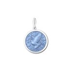 Lola muave blue silver dove pendant necklace with symbolic dove design, elegant everyday jewelry, Available at Be Charmed