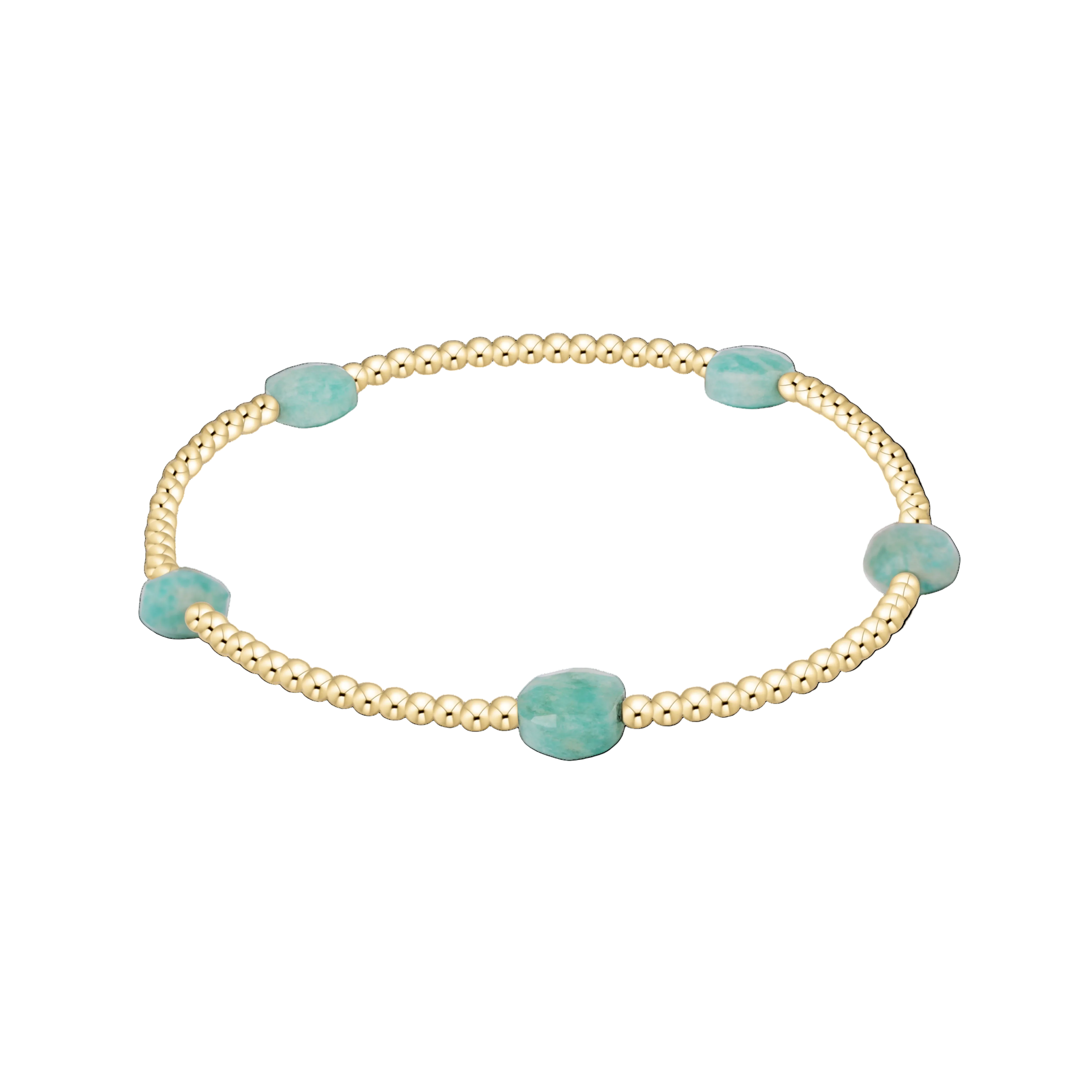 enewton Admire Small Gem 2mm Gold Bracelet with gold-filled beads and delicate amazonite gemstone accent, stackable stretch bracelet Available at Be Charmed