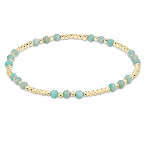 enewton Gemstone Gold Joy Pattern 3mm Bead Bracelet featuring amazonite stones with 14k gold accents on stretch band. Elegant and available at Be Charmed.