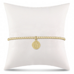enewton Classic Gold 2.5mm Bead Bracelet featuring stretch design with “Be You” small gold disc charm. Minimalist, elegant style. Available at Be Charmed.
