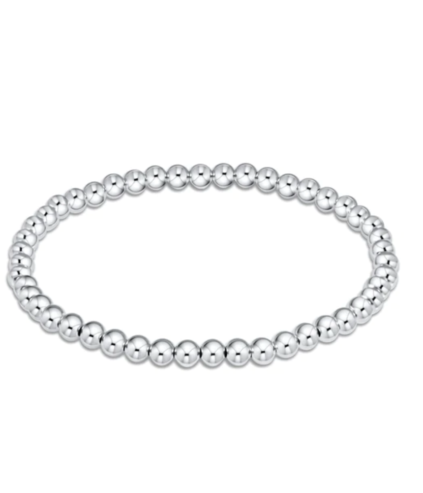 enewton Classic sterling silver 4mm bead bracelet, stretch-fit and stackable. Elegant and durable design. Available at Be Charmed.