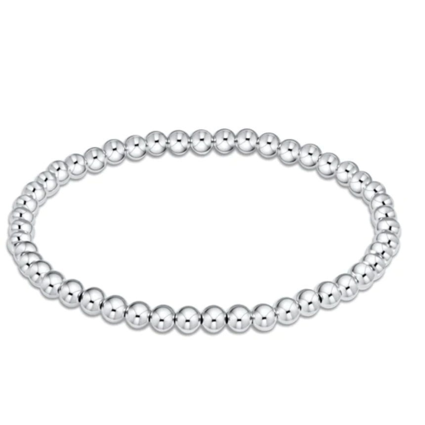 enewton Classic sterling silver 4mm bead bracelet, stretch-fit and stackable. Elegant and durable design. Available at Be Charmed.