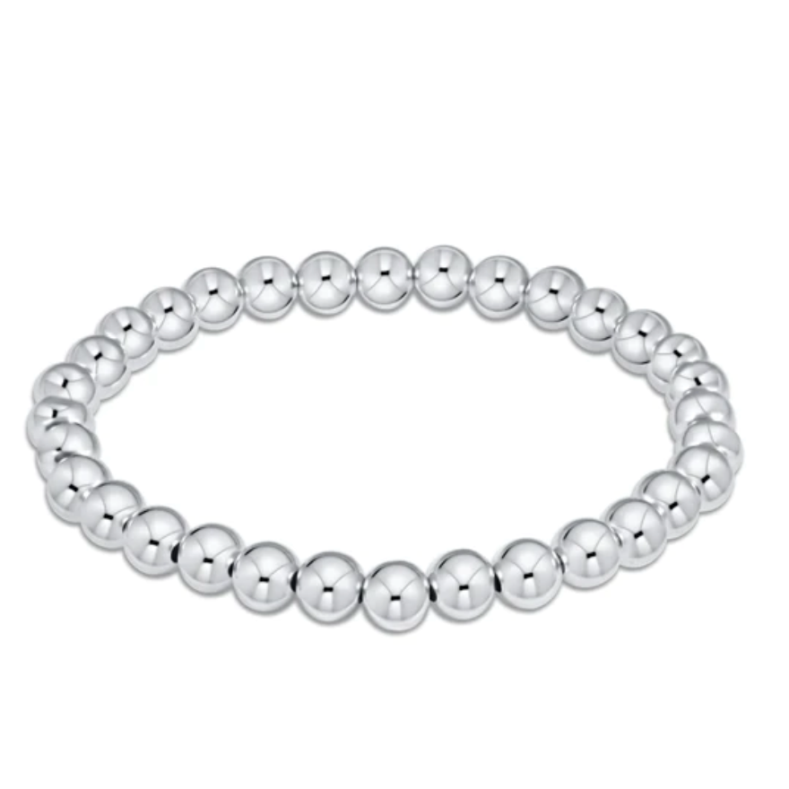 enewton Classic Sterling 6mm Beaded Bracelet with polished sterling silver beads, stackable stretch bracelet for everyday wear Available at Be Charmed