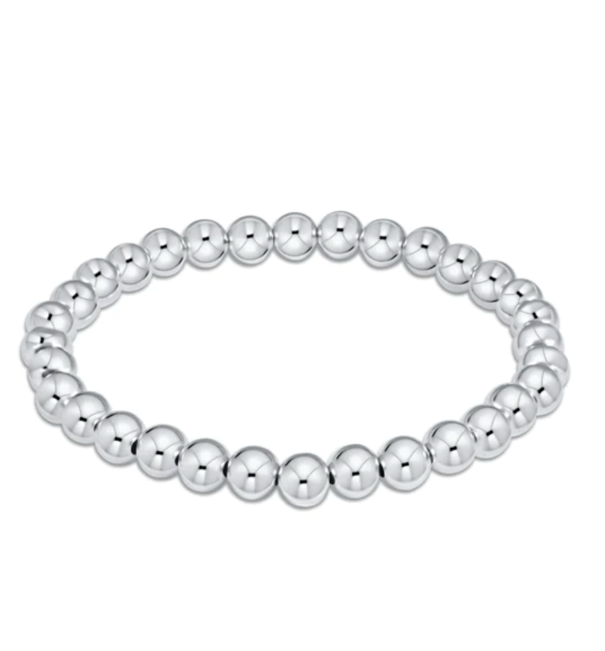 enewton Classic Sterling 6mm Beaded Bracelet with polished sterling silver beads, stackable stretch bracelet for everyday wear Available at Be Charmed