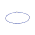 Lavender beaded necklace with a silver clasp on a white background. Available at Be Charmed