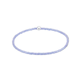 Lavender beaded necklace with a silver clasp on a white background. Available at Be Charmed