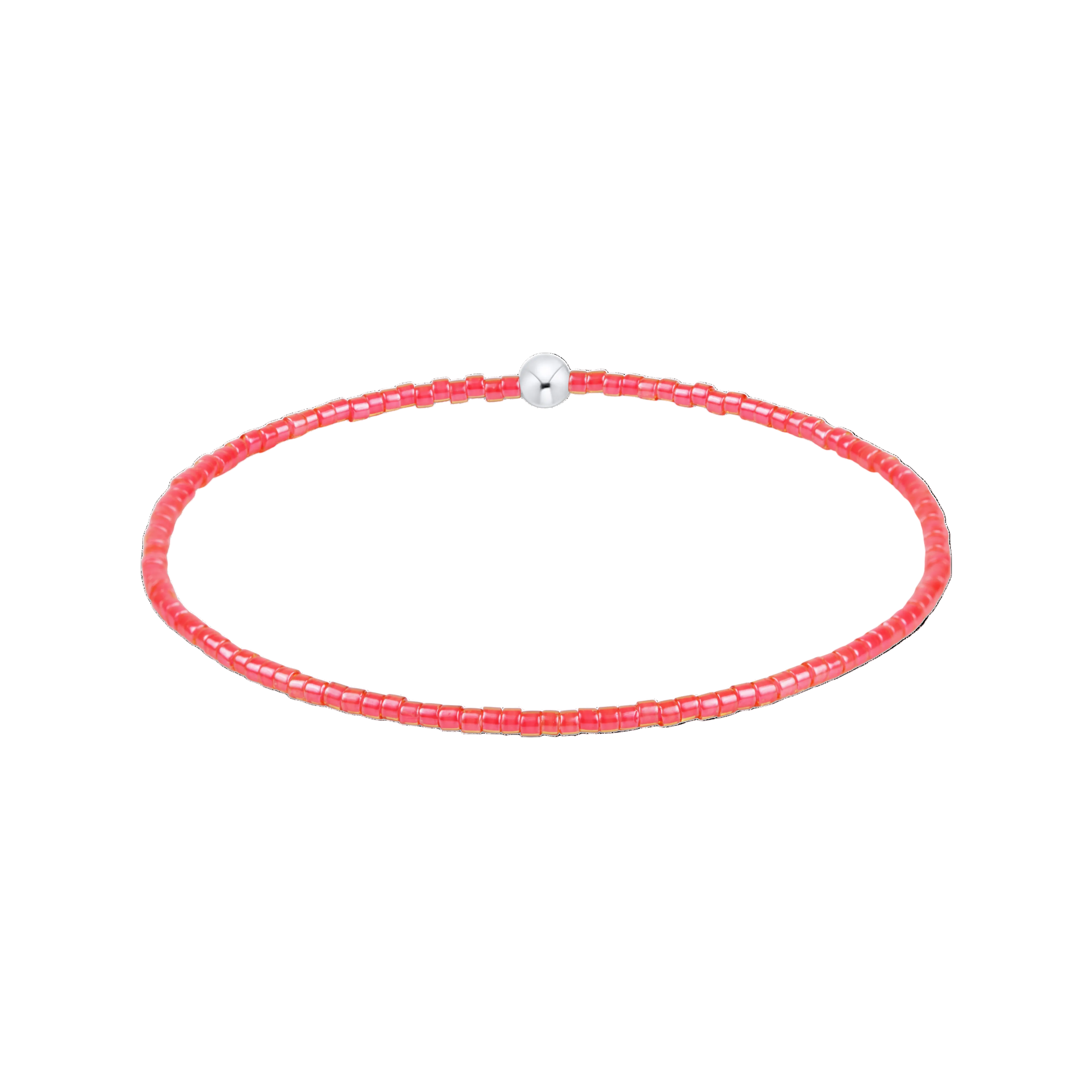 Pink beaded choker necklace on a white background. Available at Be Charmed