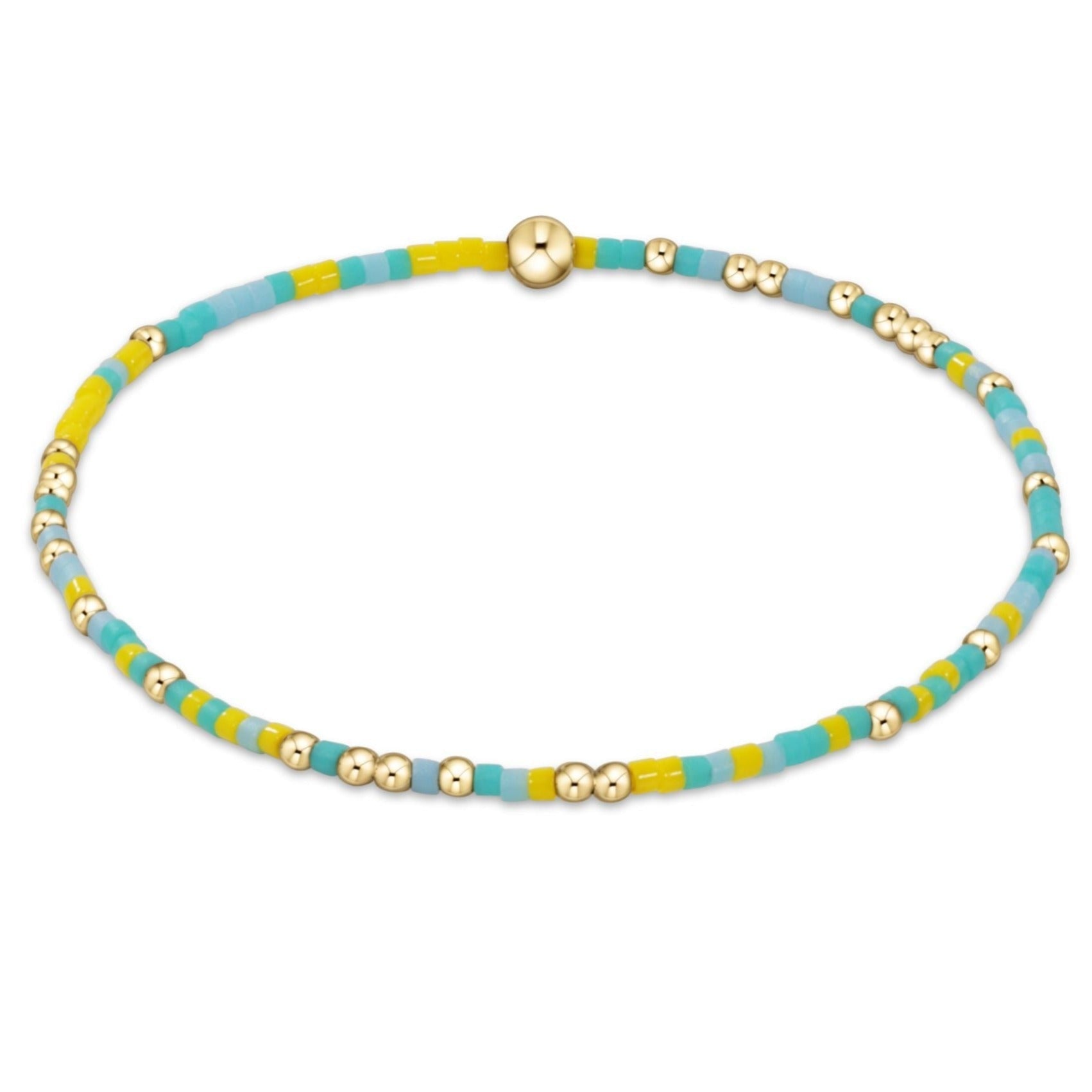 enewton Hope Unwritten Bracelet – Say Aloe To My Friend with green seed beads and 14k gold-filled accents. Stackable and water-friendly. Available at Be Charmed.