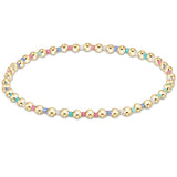 enewton Hope Grateful Bracelet – Hot Mess SS25 with multicolor 2mm seed beads and 2mm 14kt gold-filled beads on stretch elastic. Worry-free wear: sleep, shower, sweat. Stylish and stackable. Available at Be Charmed