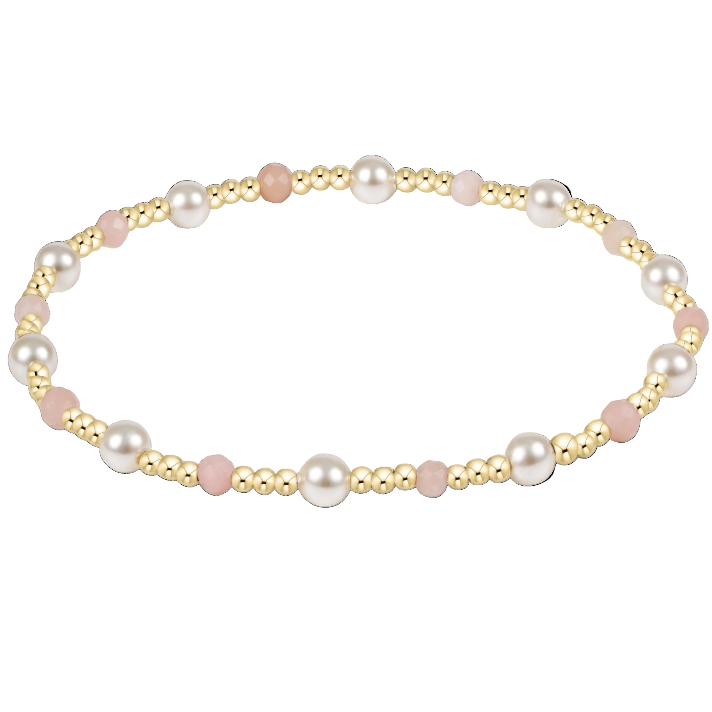 enewton Pearl Sincerity 4mm Gem Bracelet with freshwater pearls and pink opal gemstone accent, stackable stretch bracelet for everyday wear Available at Be Charmed