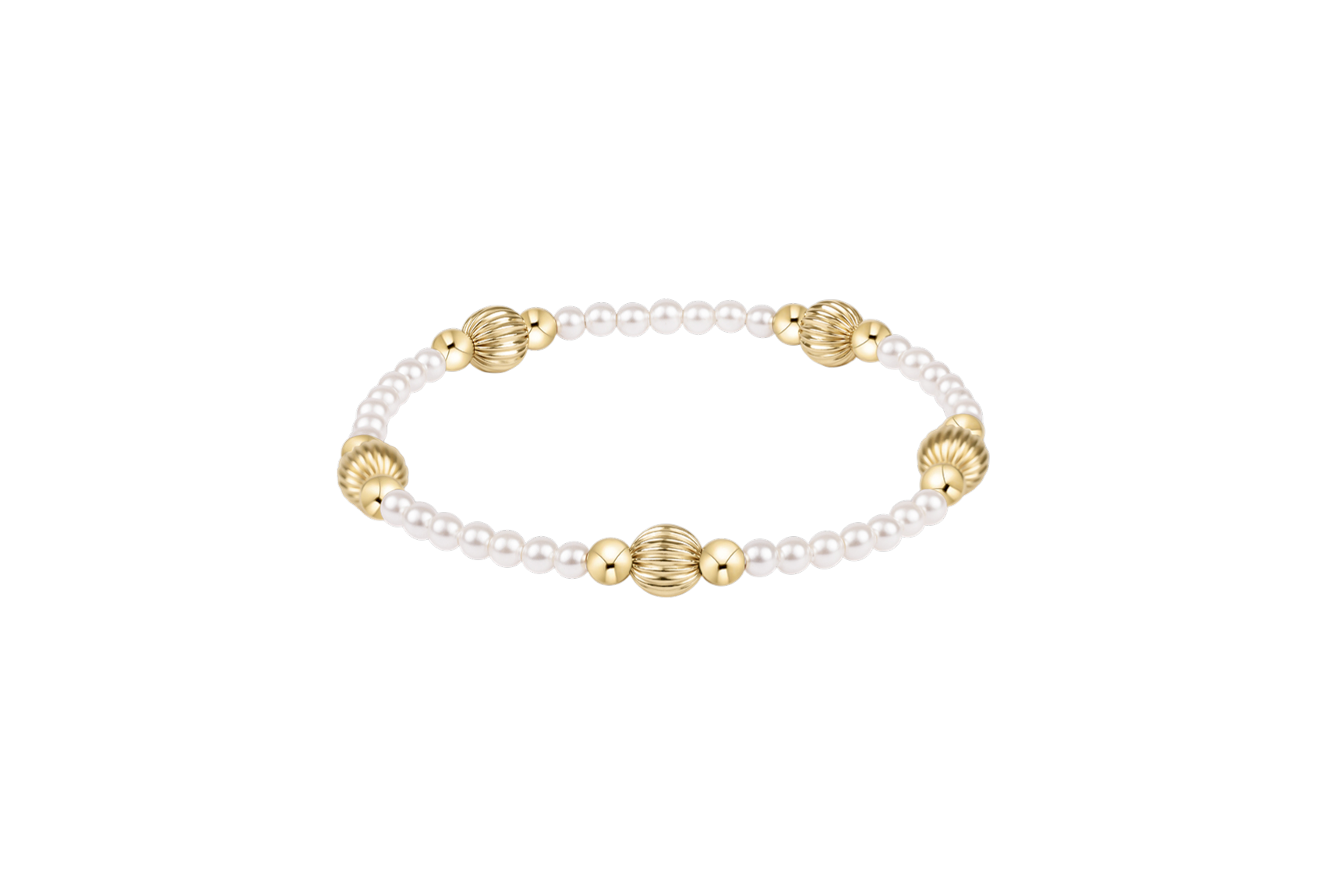 Pearl and gold bracelet on a white background. Available at Be Charmed