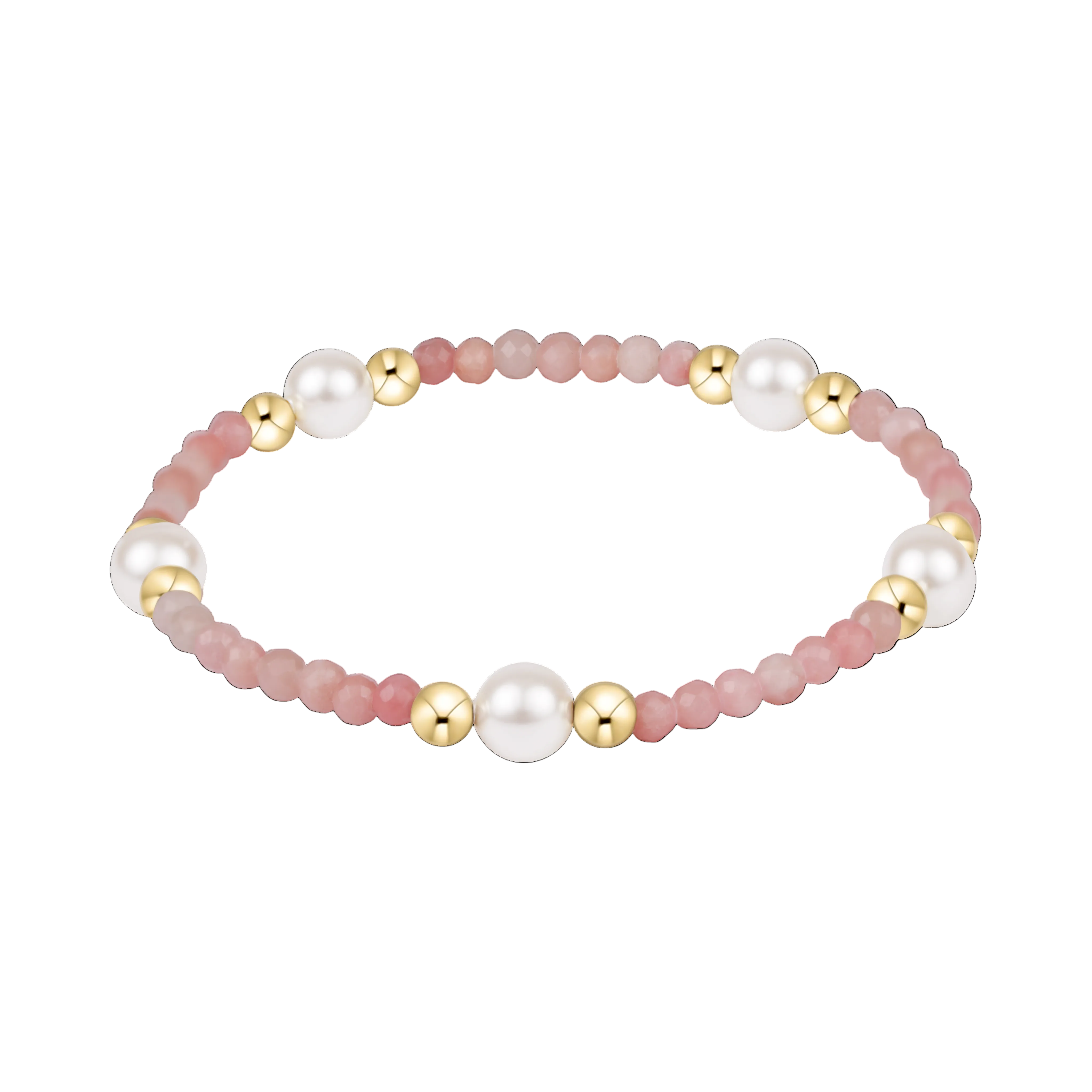 enewton Purpose Pearl 6mm Gem Bracelet with freshwater pearls and pink opal gemstone accent, stackable stretch bracelet for everyday wear Available at Be Charmed