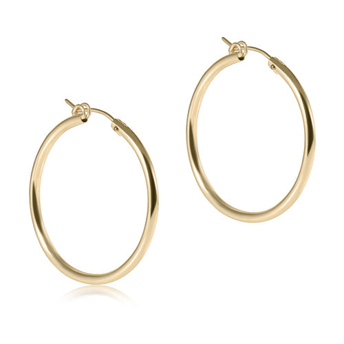 enewton Round Gold 1.25" Post Hoop Earrings – Smooth finish, classic and lightweight for everyday wear. Available at Be Charmed.